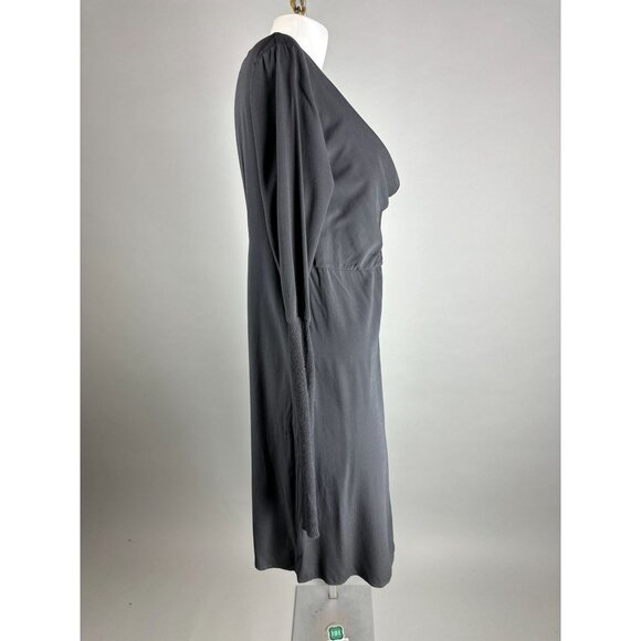 Kristensen Du Nord Gray Silk Cashmere Long Sleeve Draped Dress Italy Size 2 Medi - Picture 7 of 9
